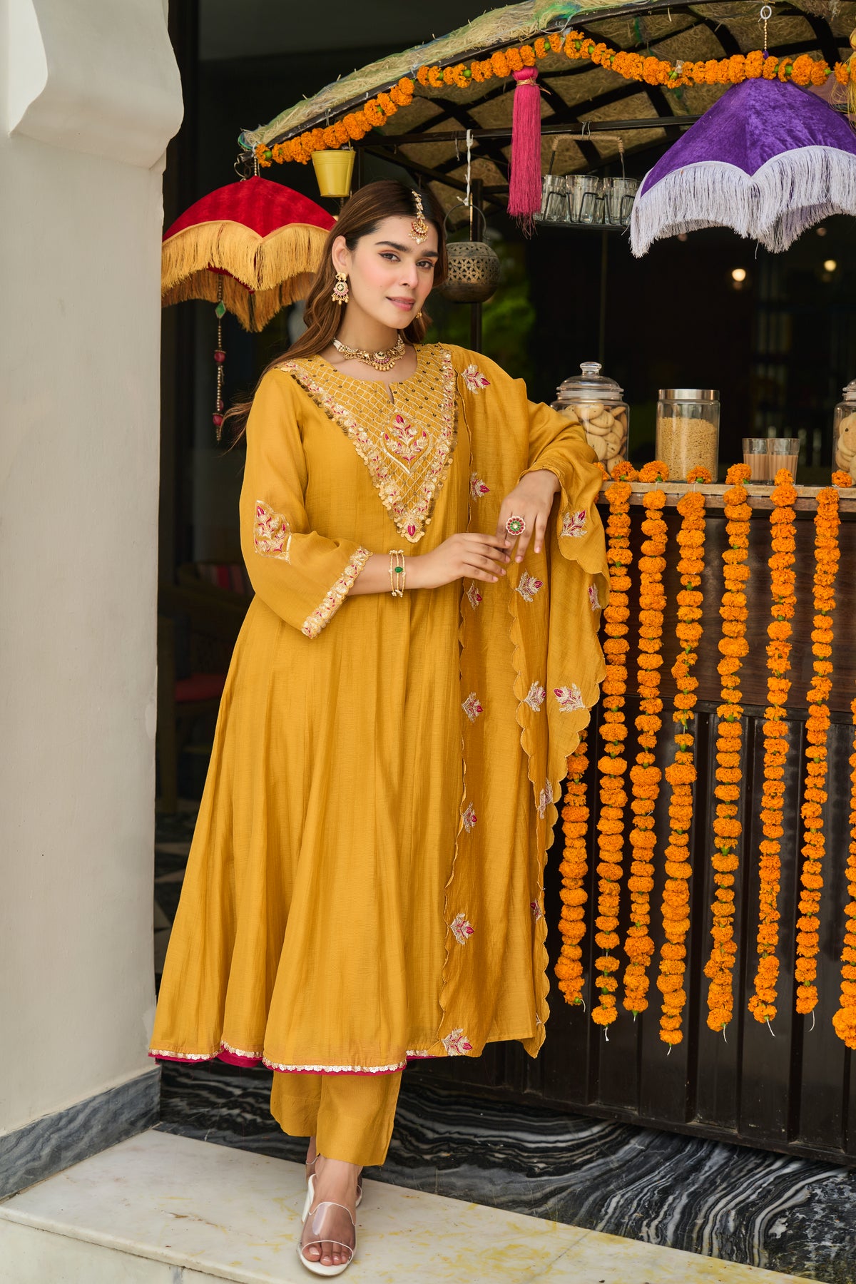 Mustard Golden Bloom Kurta Set