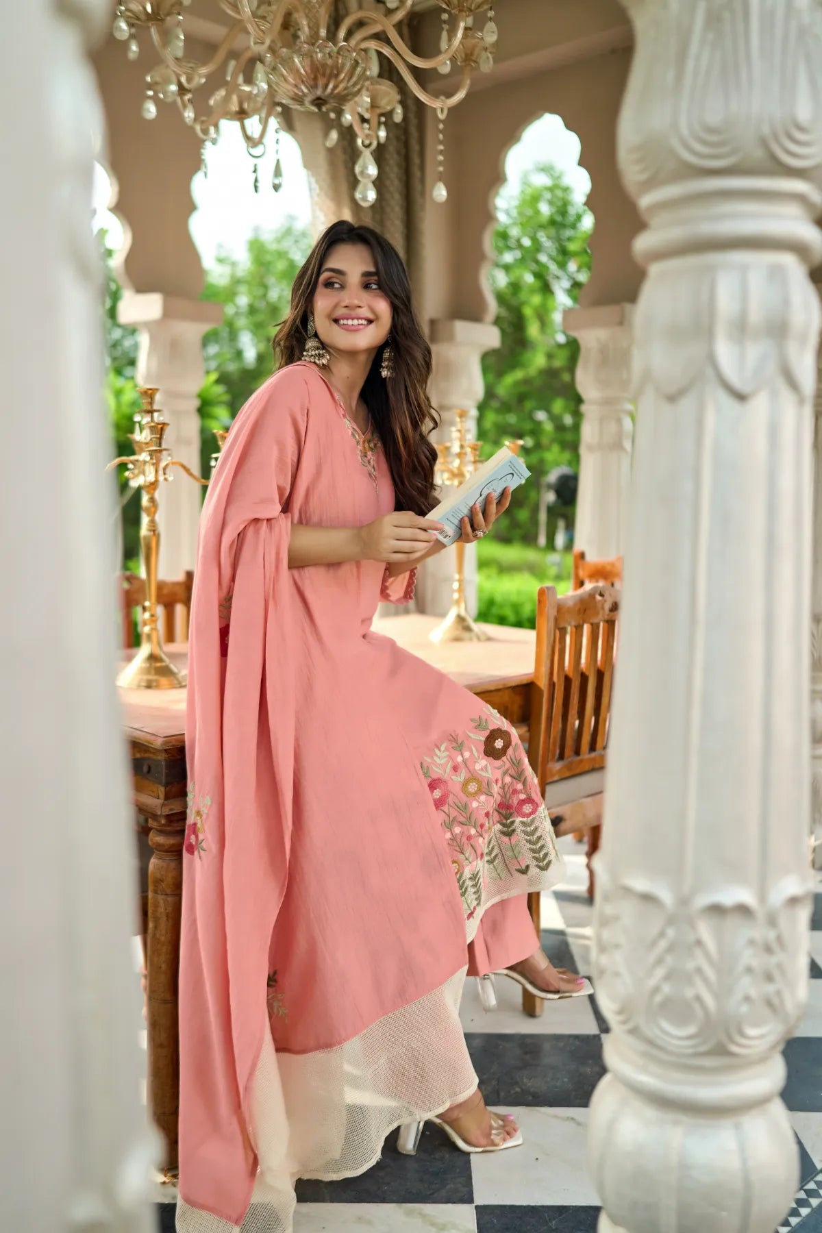 Pink Embroidered Suit Set