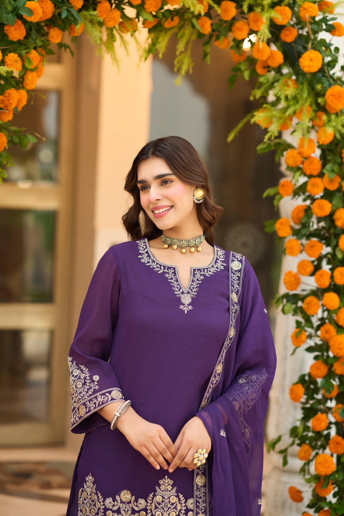 Royal Amethyst Embroidered Suit Set