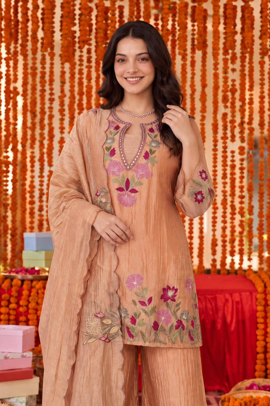 Peach Blossom Kurta Set