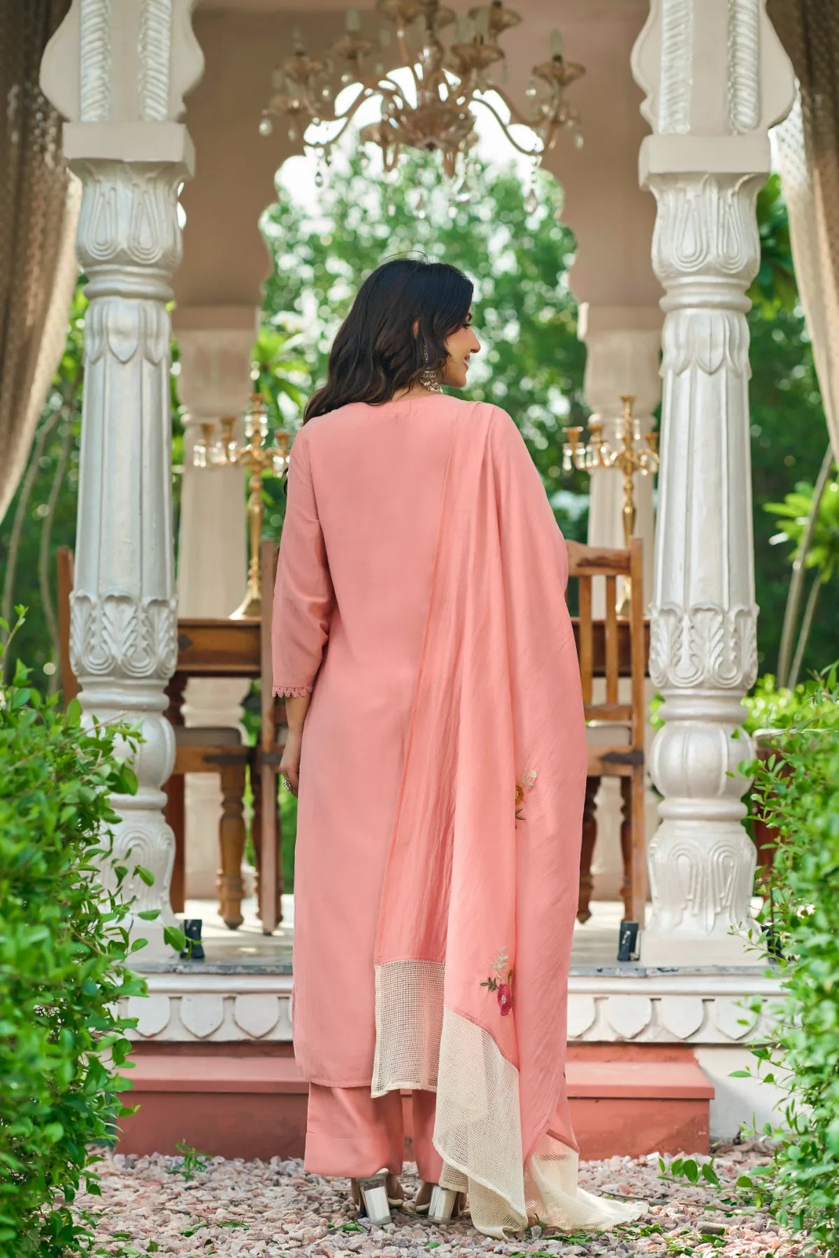 Pink Embroidered Suit Set