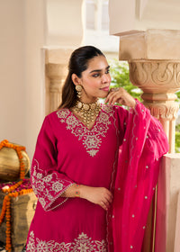 Fuchsia Pink Embroidered Suit Set