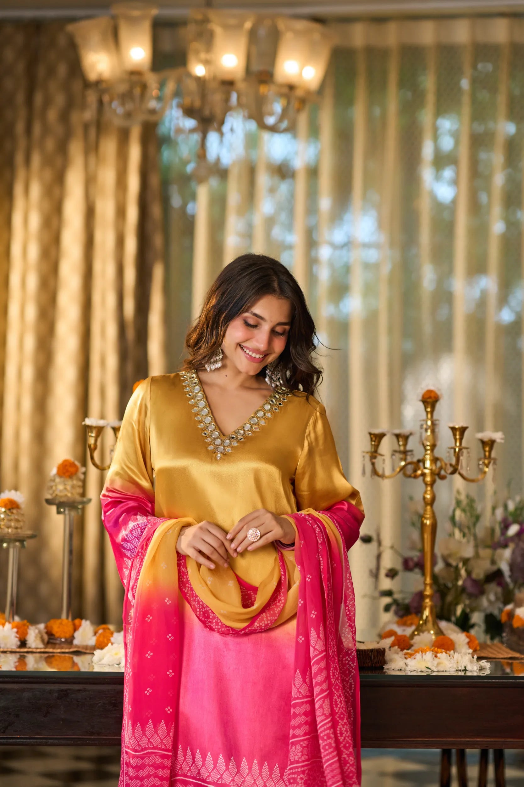 Gulabi Noor Ombre Suit Set