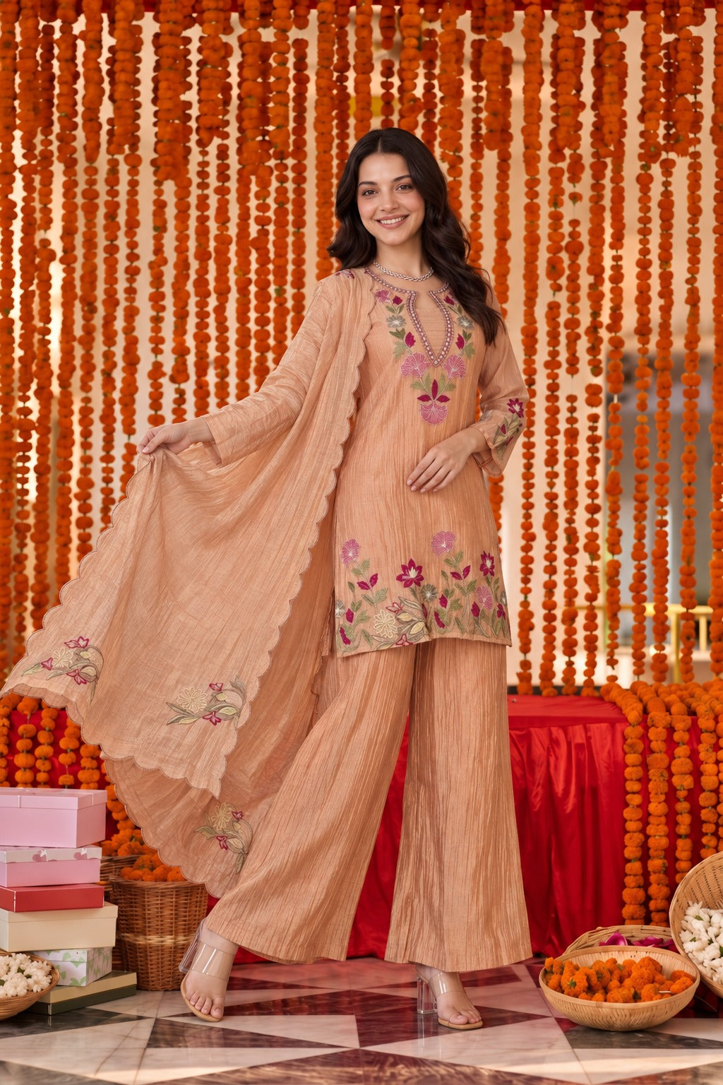 Peach Blossom Kurta Set