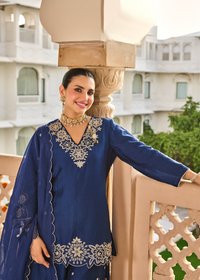 Midnight Blue Embroidered Suit Set