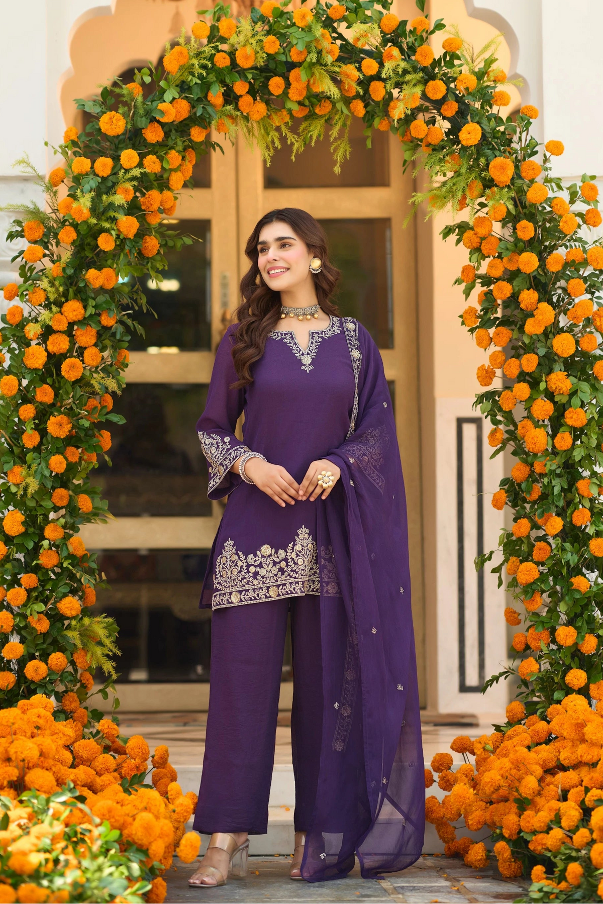 Royal Amethyst Embroidered Suit Set