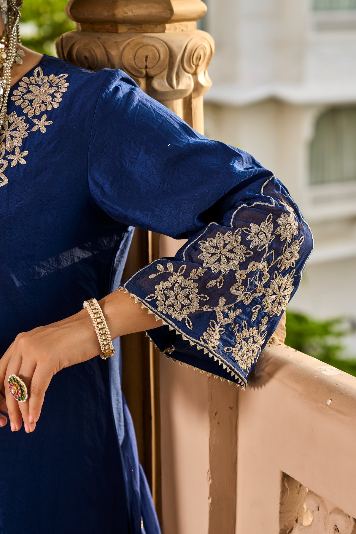 Midnight Blue Embroidered Suit Set