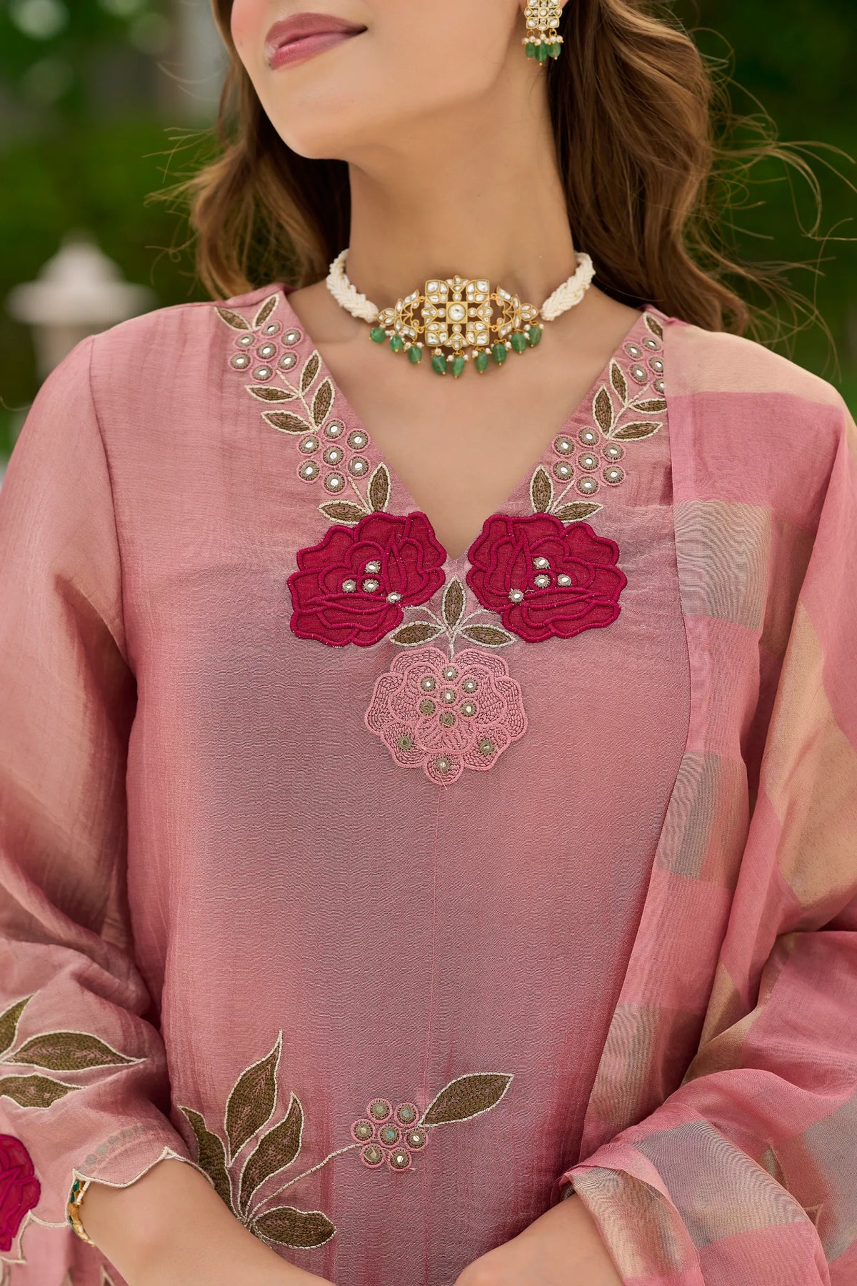 Rose Bloom Embroidered Suit Set