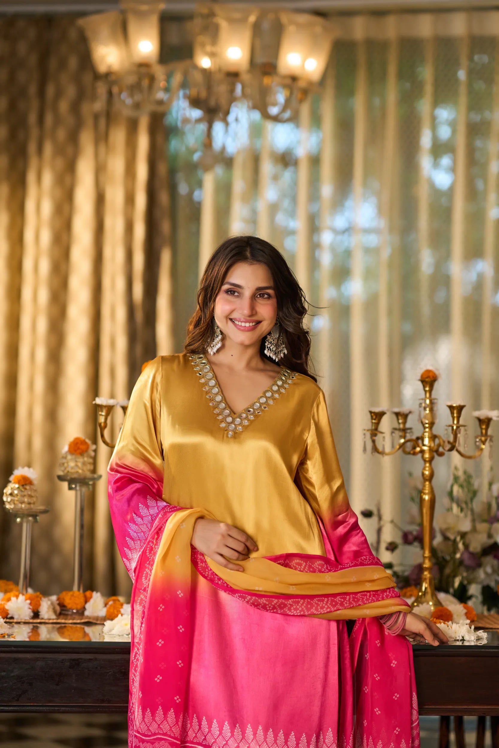 Gulabi Noor Ombre Suit Set