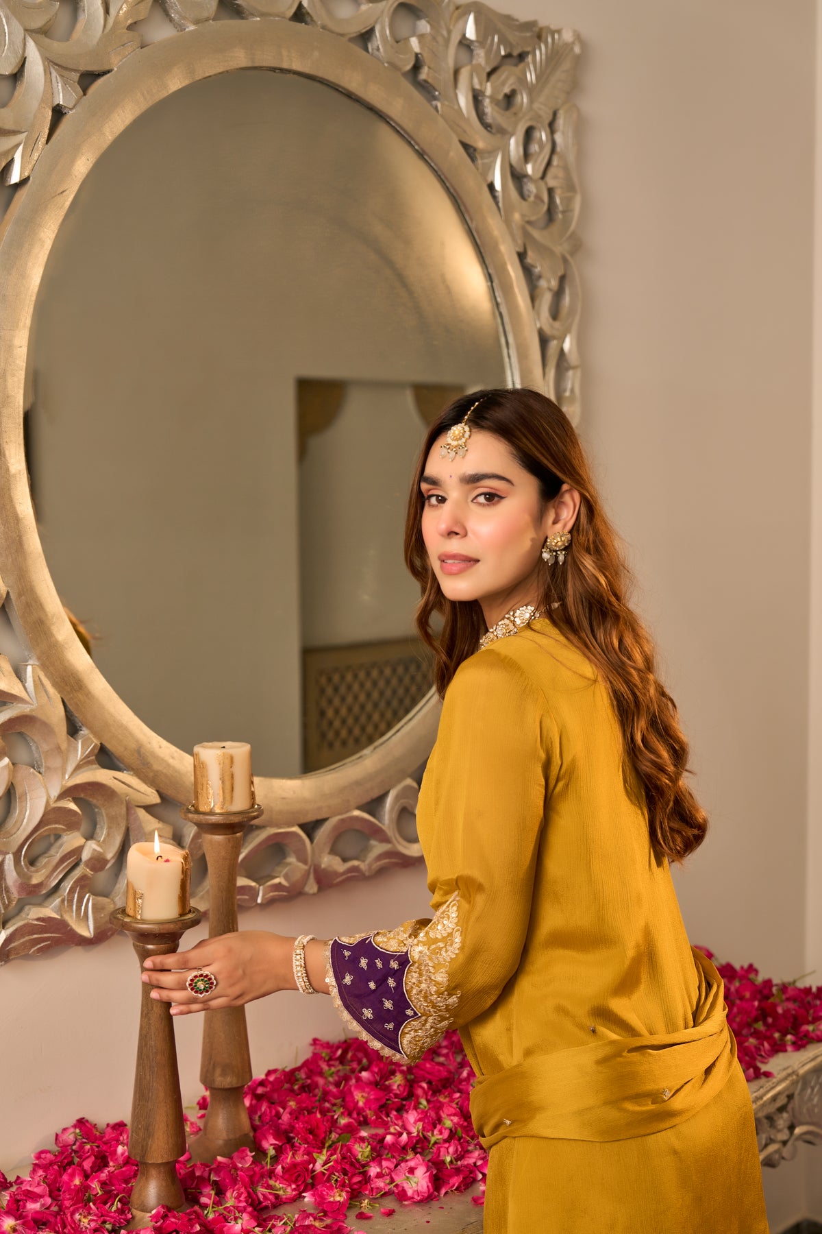 Golden Mustard Embroidered Suit Set