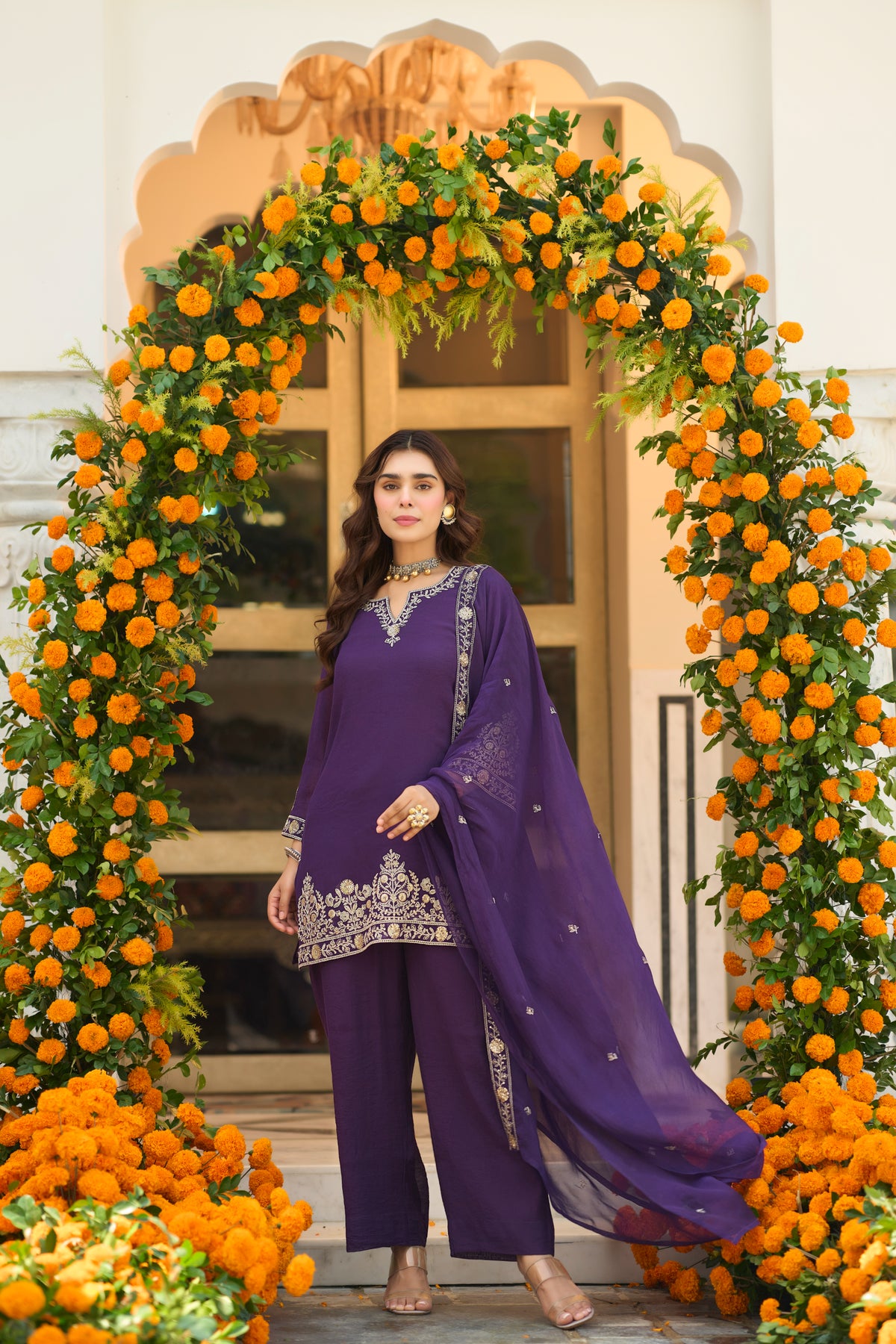 Royal Amethyst Embroidered Suit Set
