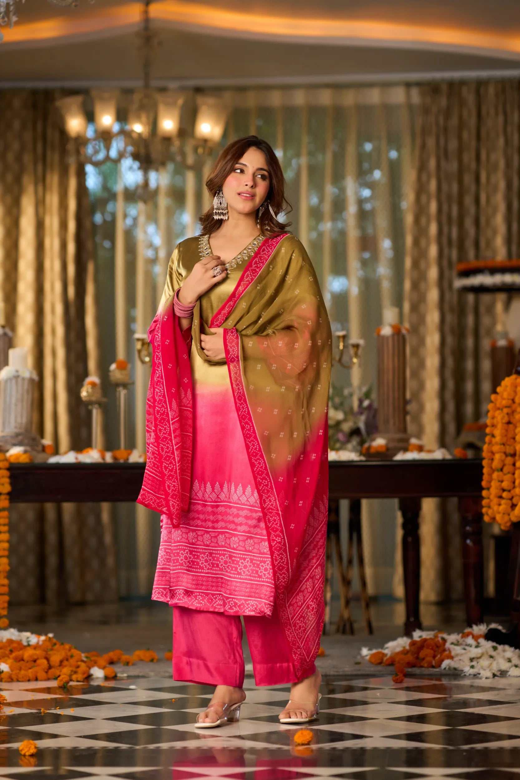 Golden Fuchsia Suit Set