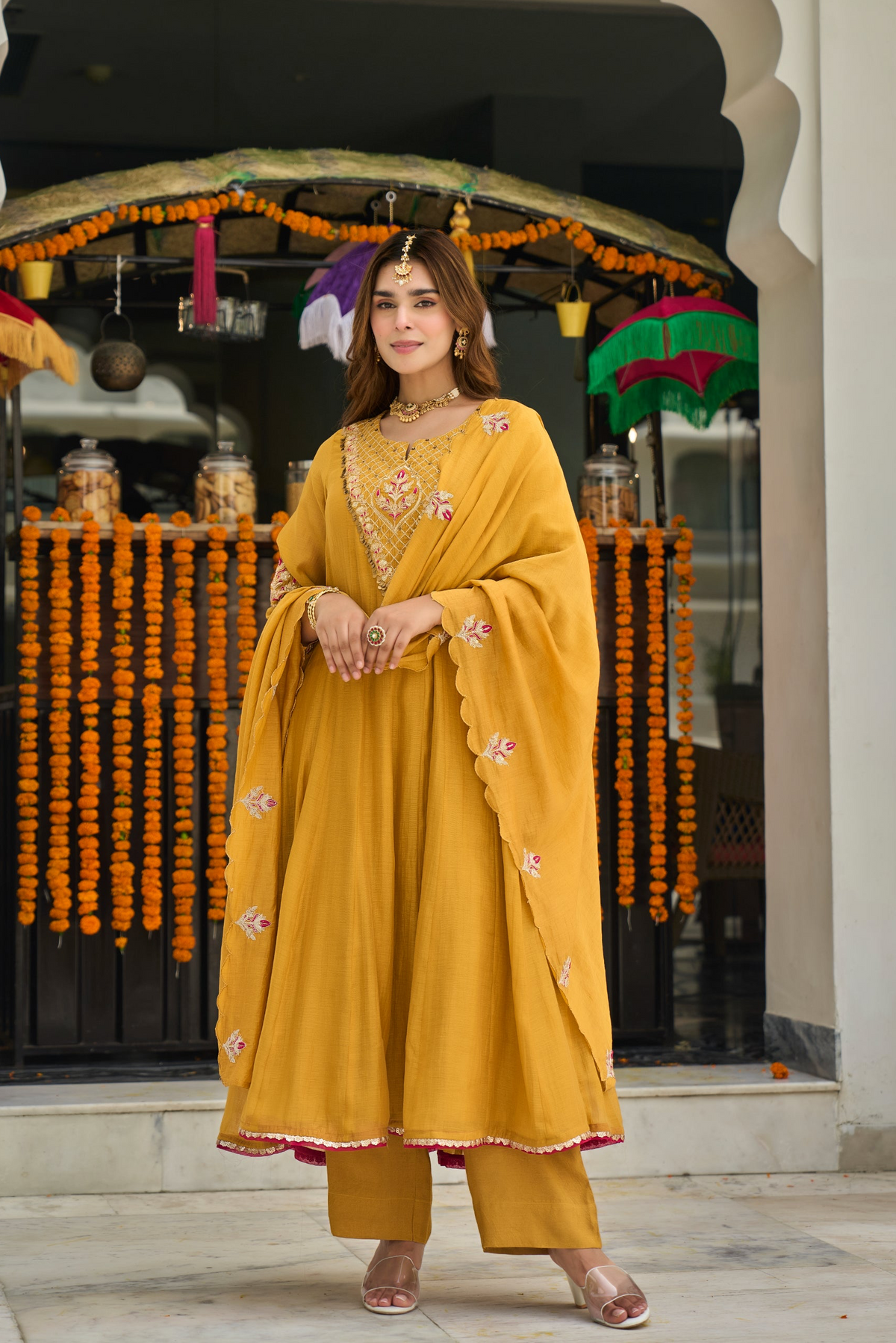 Mustard Golden Bloom Kurta Set