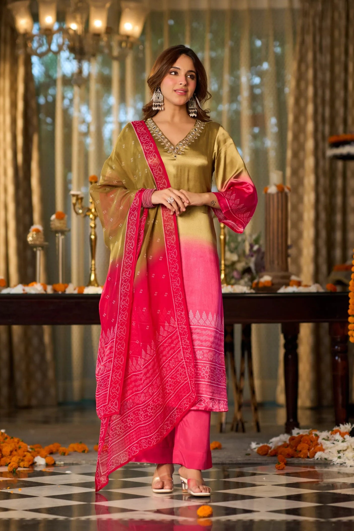 Golden Fuchsia Kurta Set