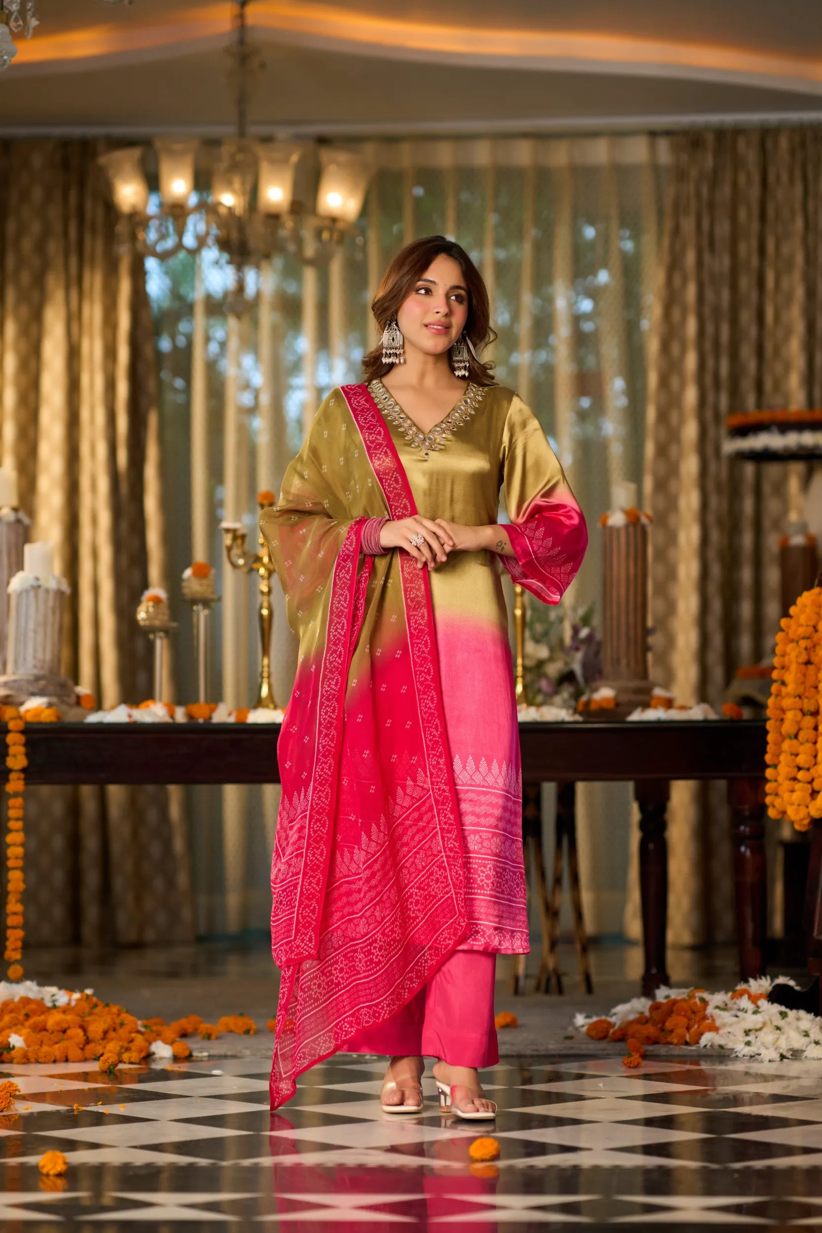 Golden Fuchsia Suit Set