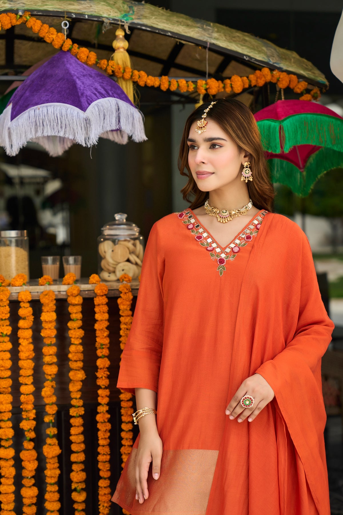 Coral Orange Suit Set