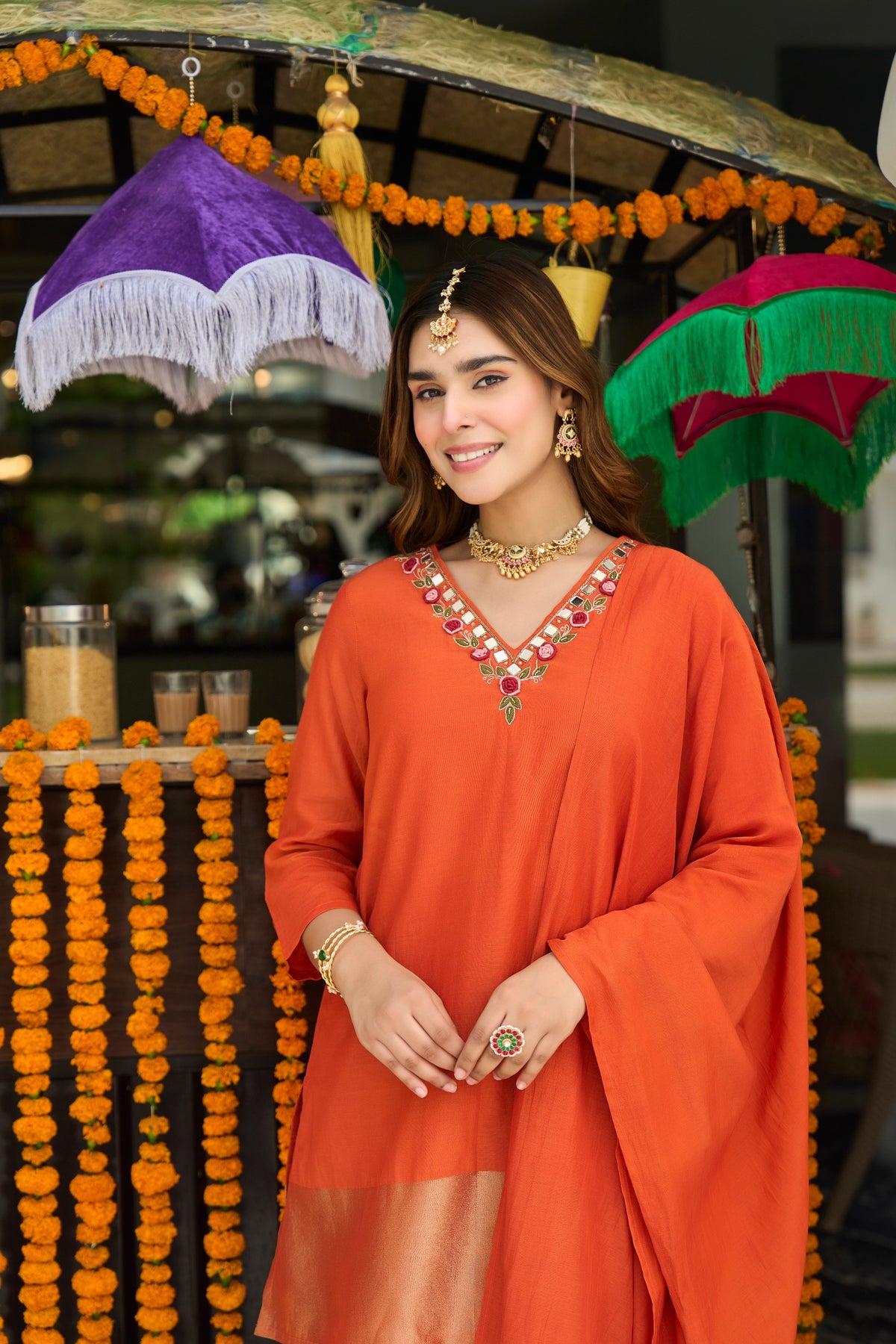 Coral Orange Suit Set