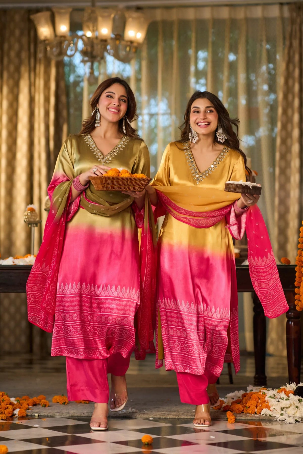 Gulabi Noor Ombre Kurta Set