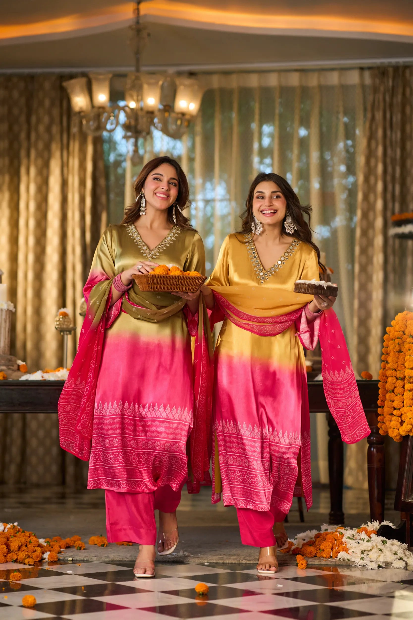 Gulabi Noor Ombre Suit Set
