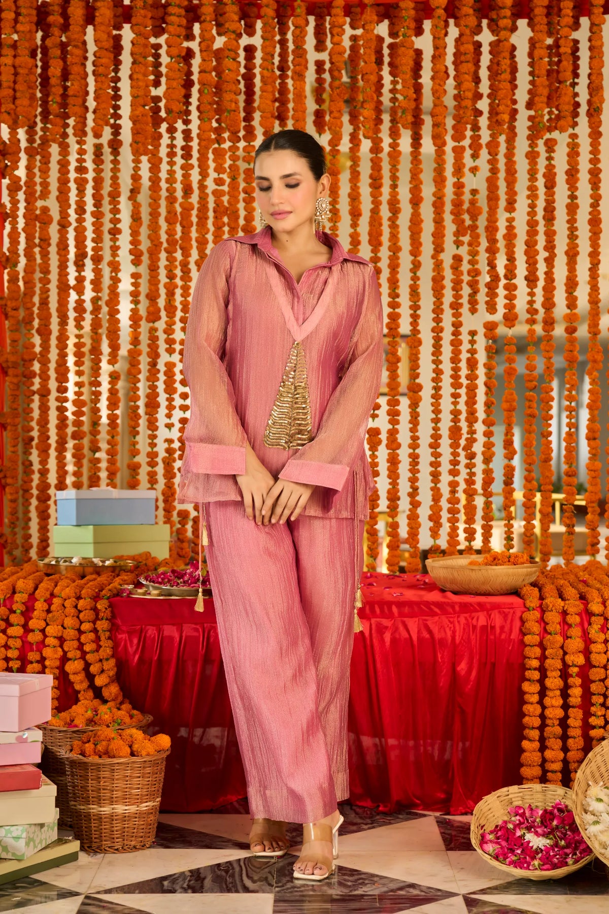 Rose Blush Shimmer Co-ord Set