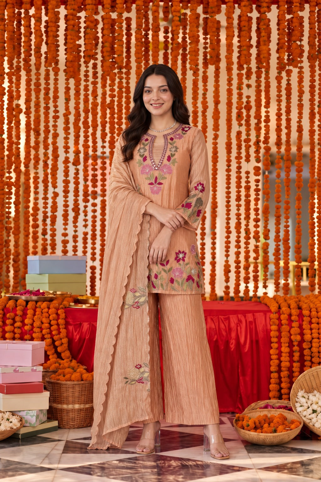 Peach Blossom Kurta Set