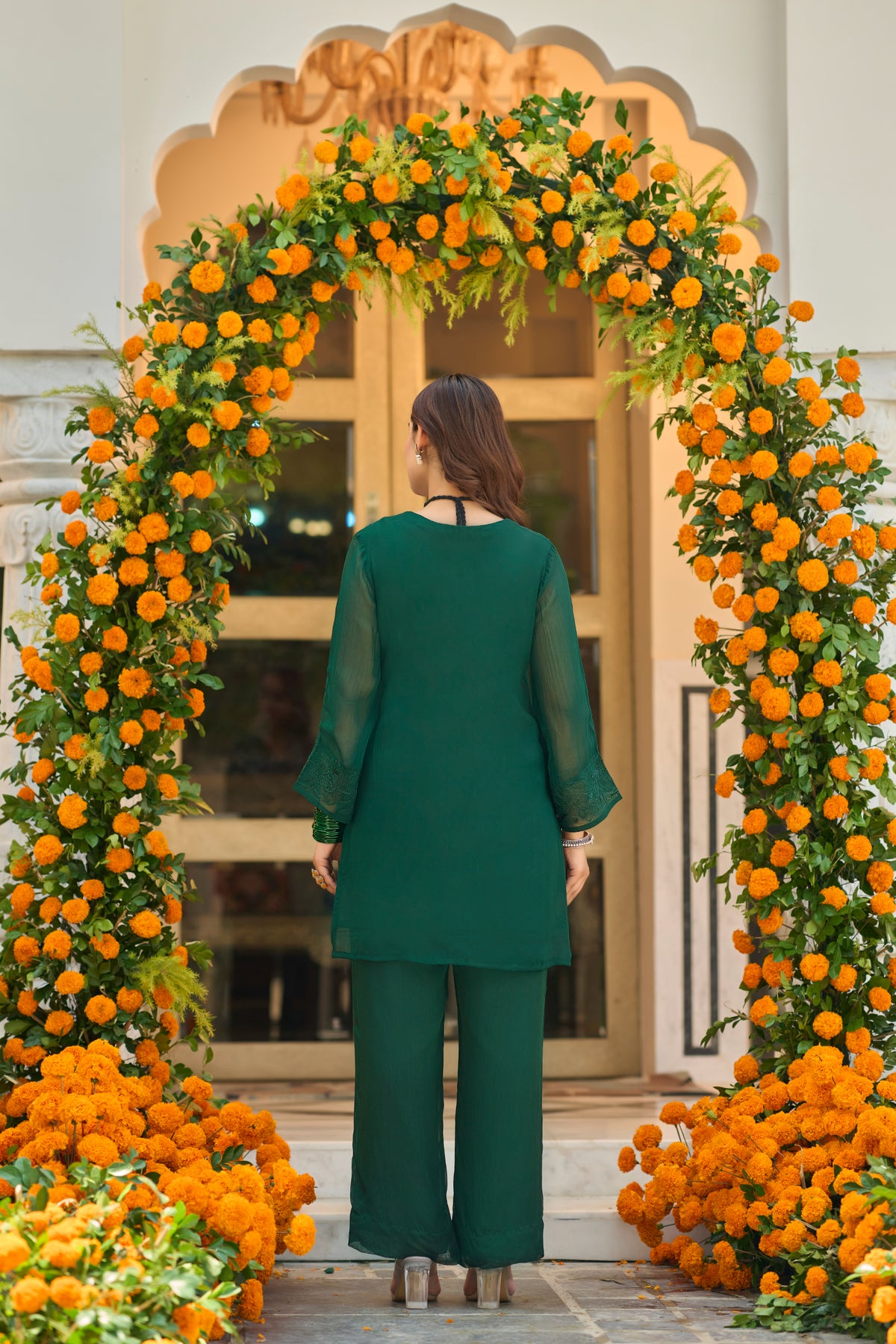Emerald Teal Embroidered Suit Set