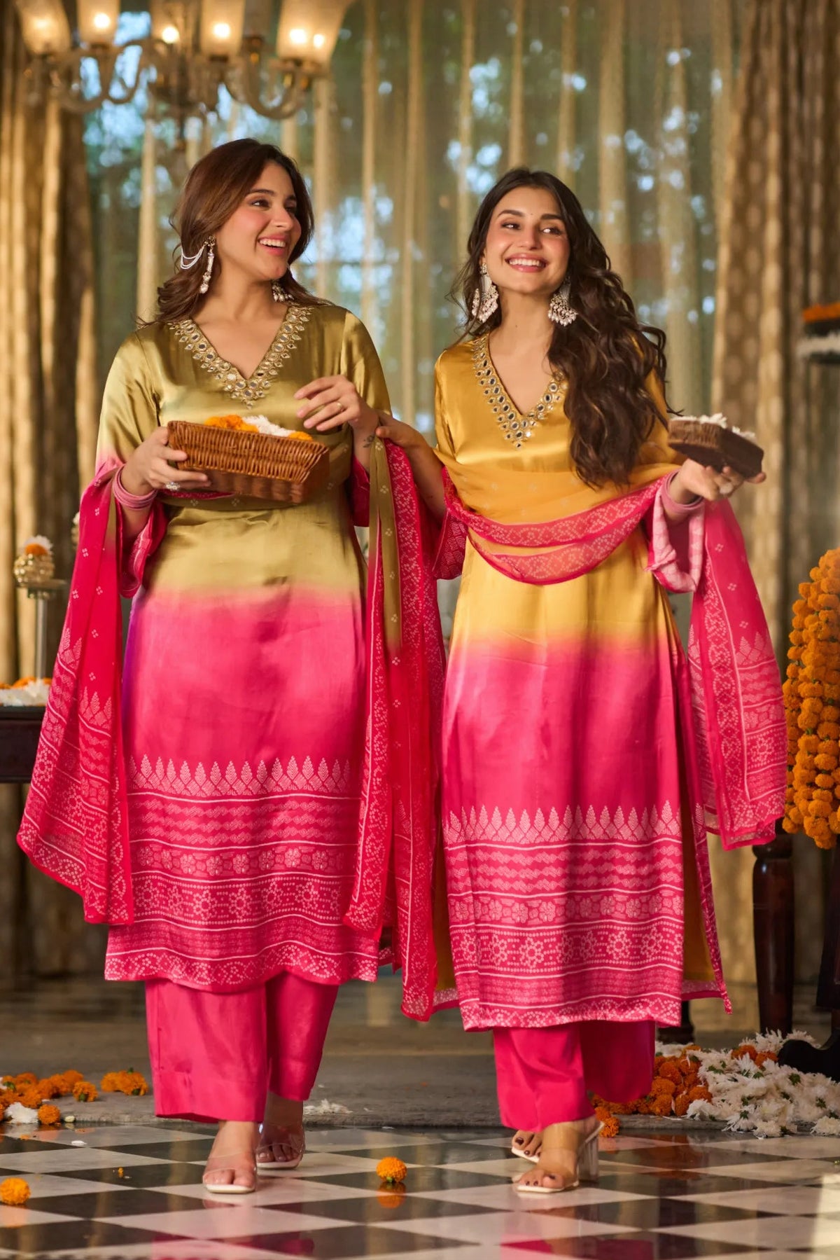 Gulabi Noor Ombre Kurta Set