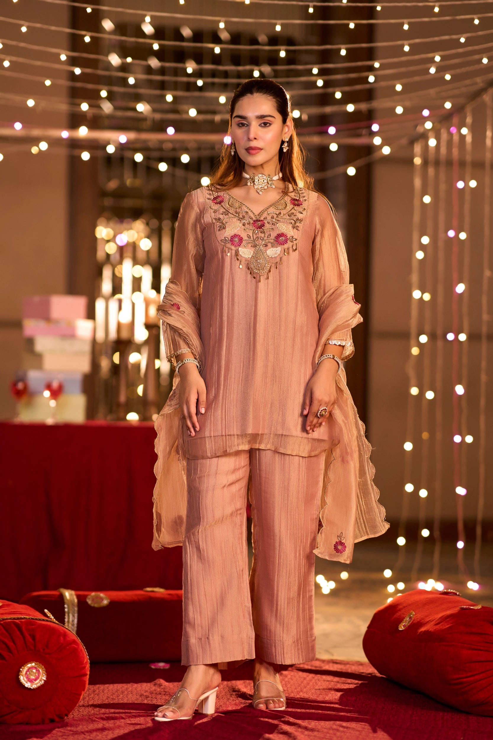 Rose Gold Embroidered Suit
