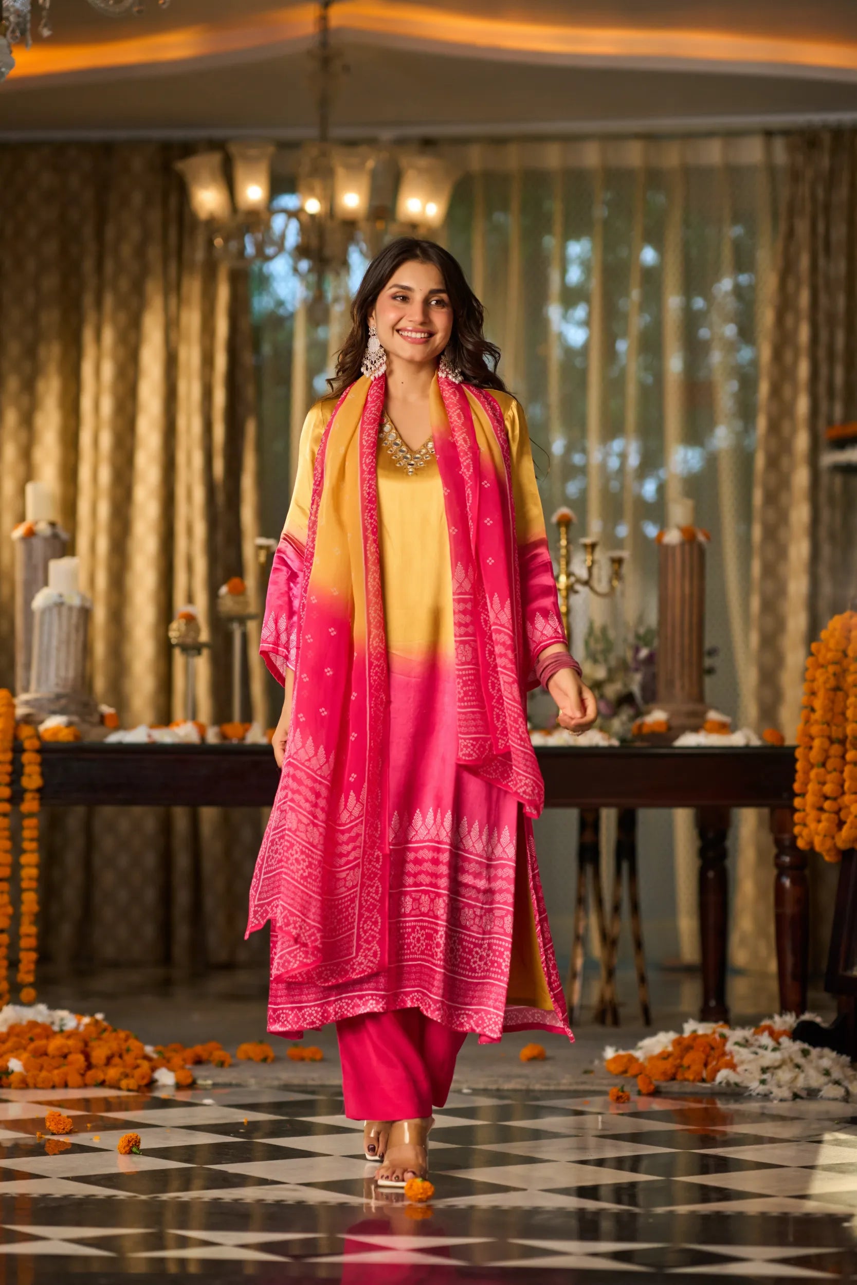 Gulabi Noor Ombre Suit Set