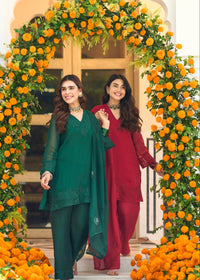 Emerald Teal Embroidered Suit Set