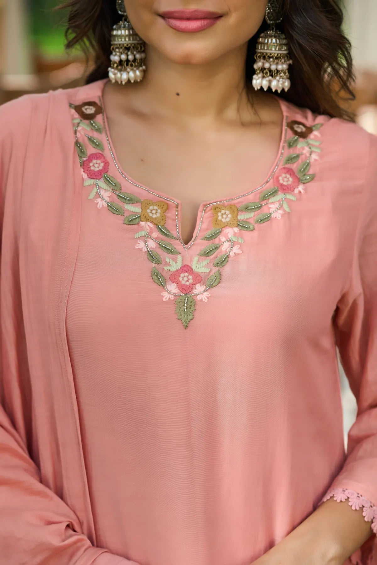 Pink Embroidered Suit Set