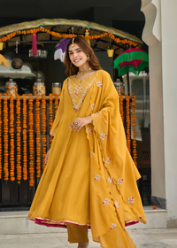 Mustard Golden Bloom Kurta Set