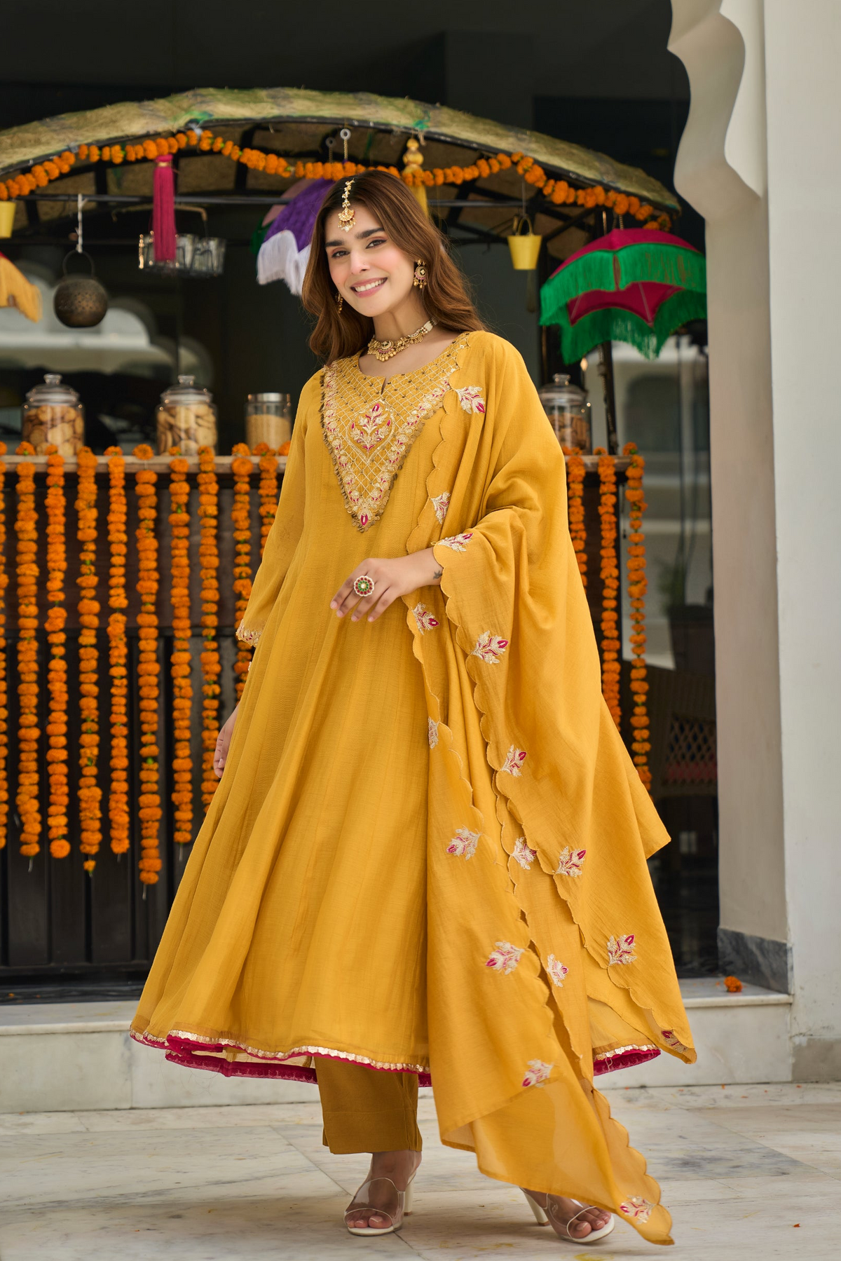 Mustard Golden Bloom Kurta Set