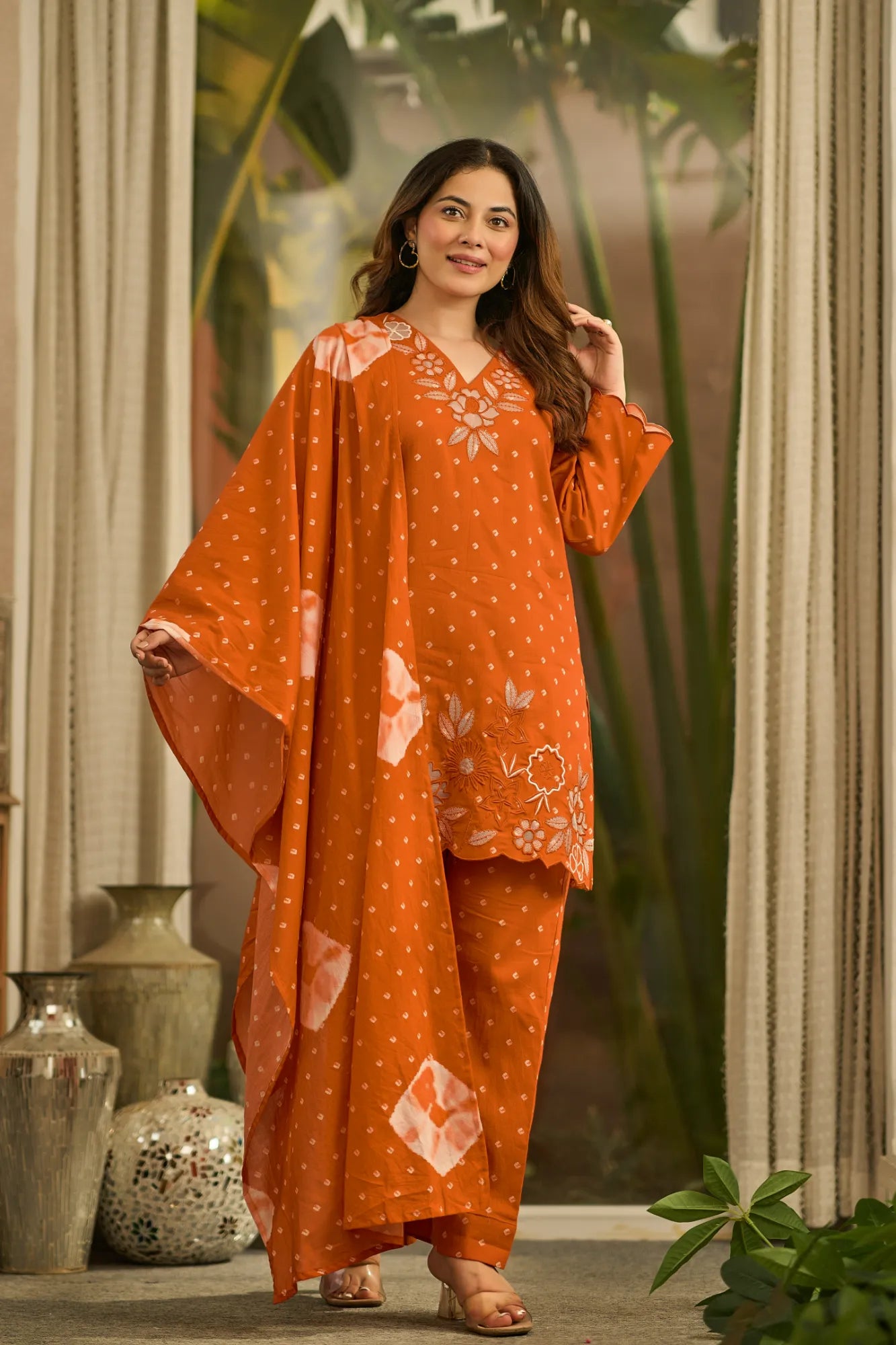 Rust Embroidered Suit Set