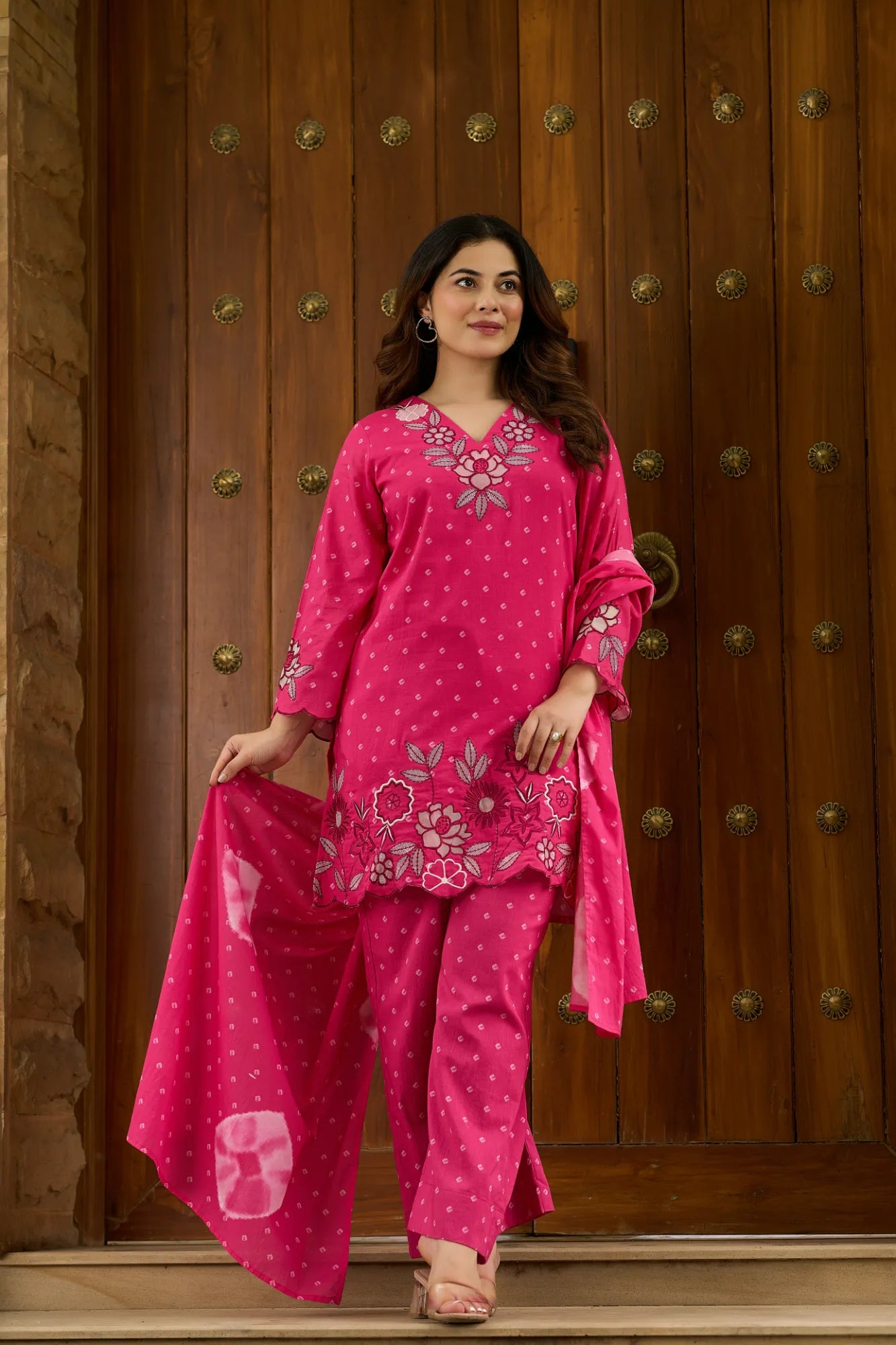 Pink Patchwork Suit Set