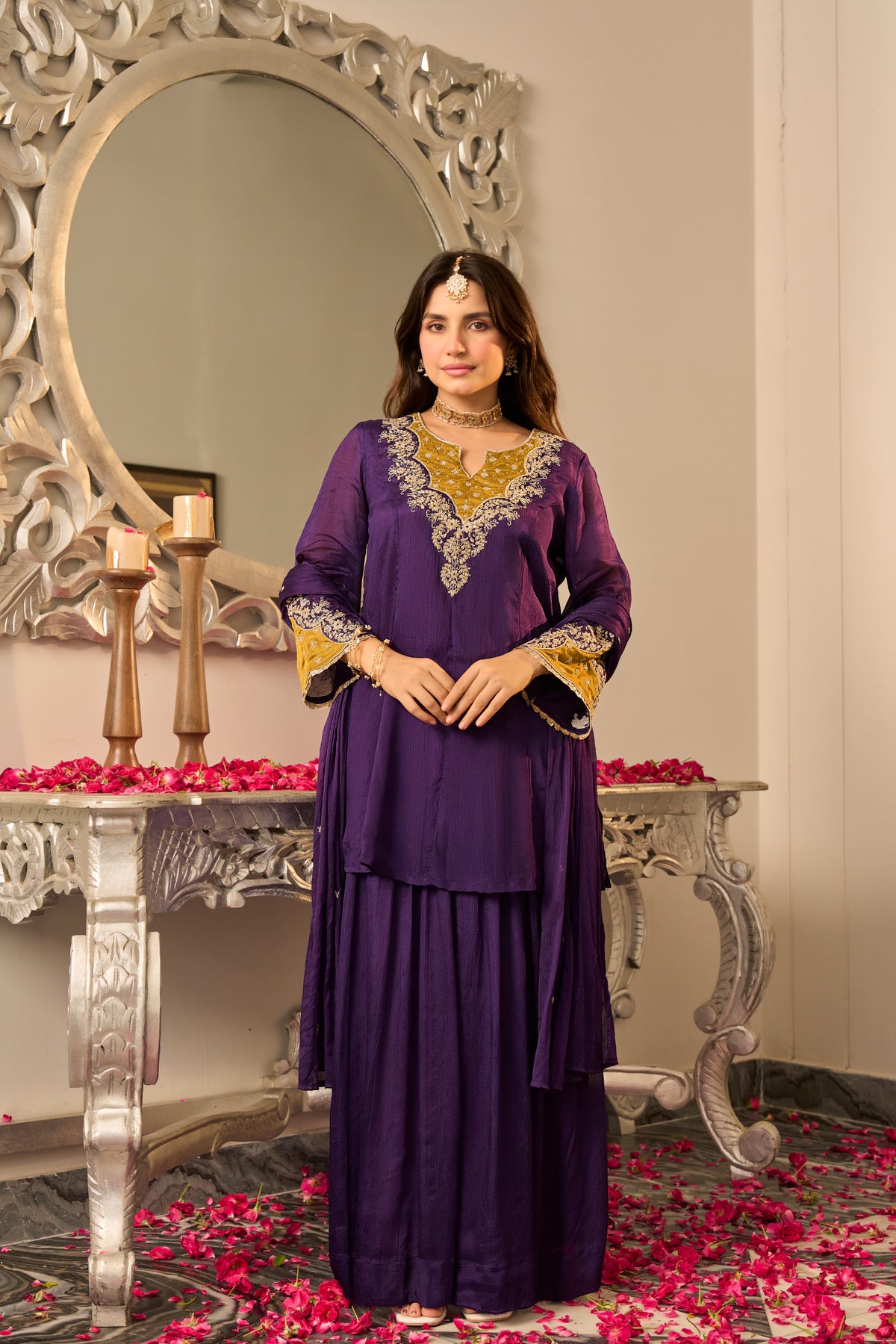 Royal Plum Embroidered Suit Set