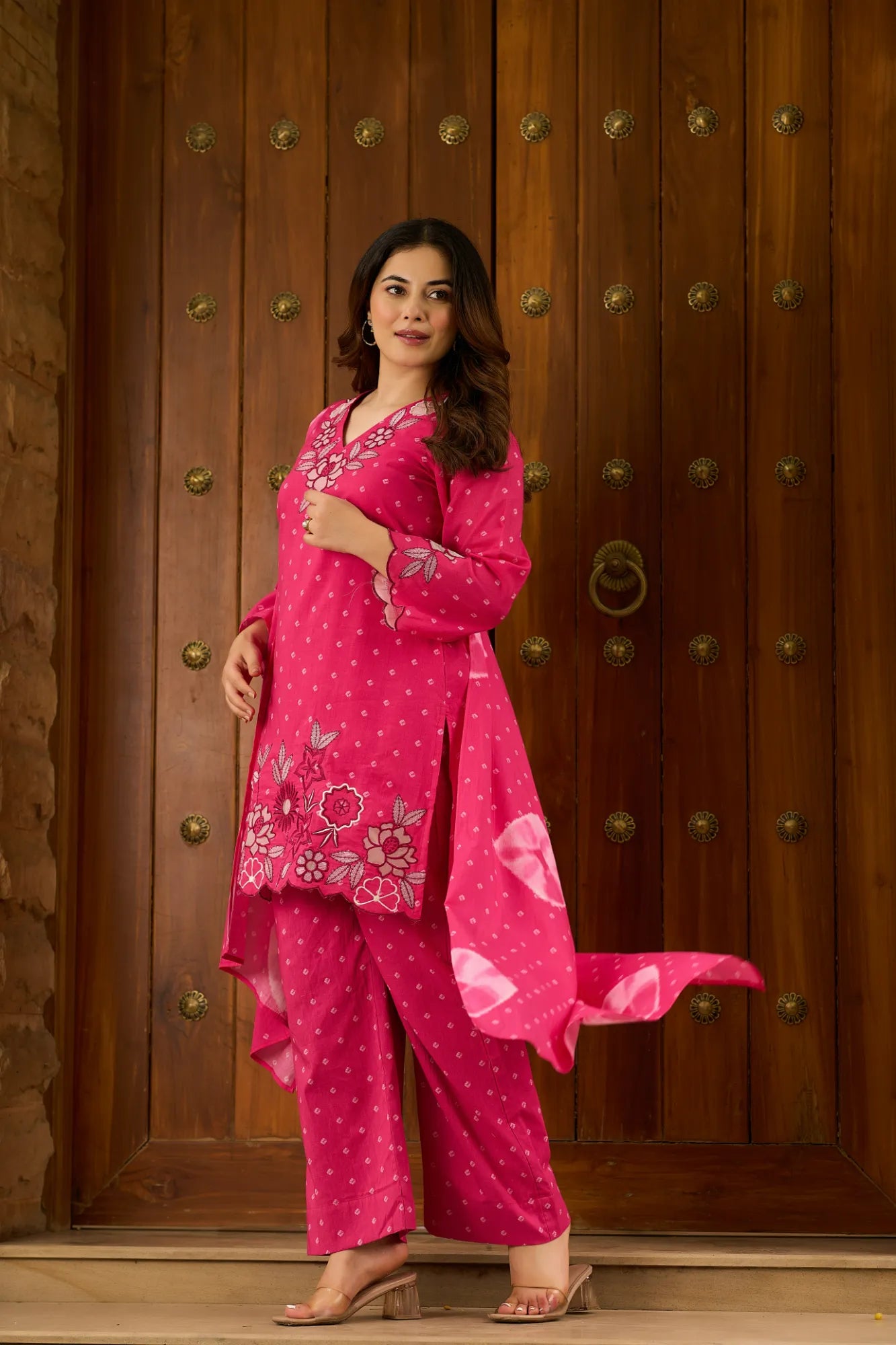 Pink Patchwork Suit Set