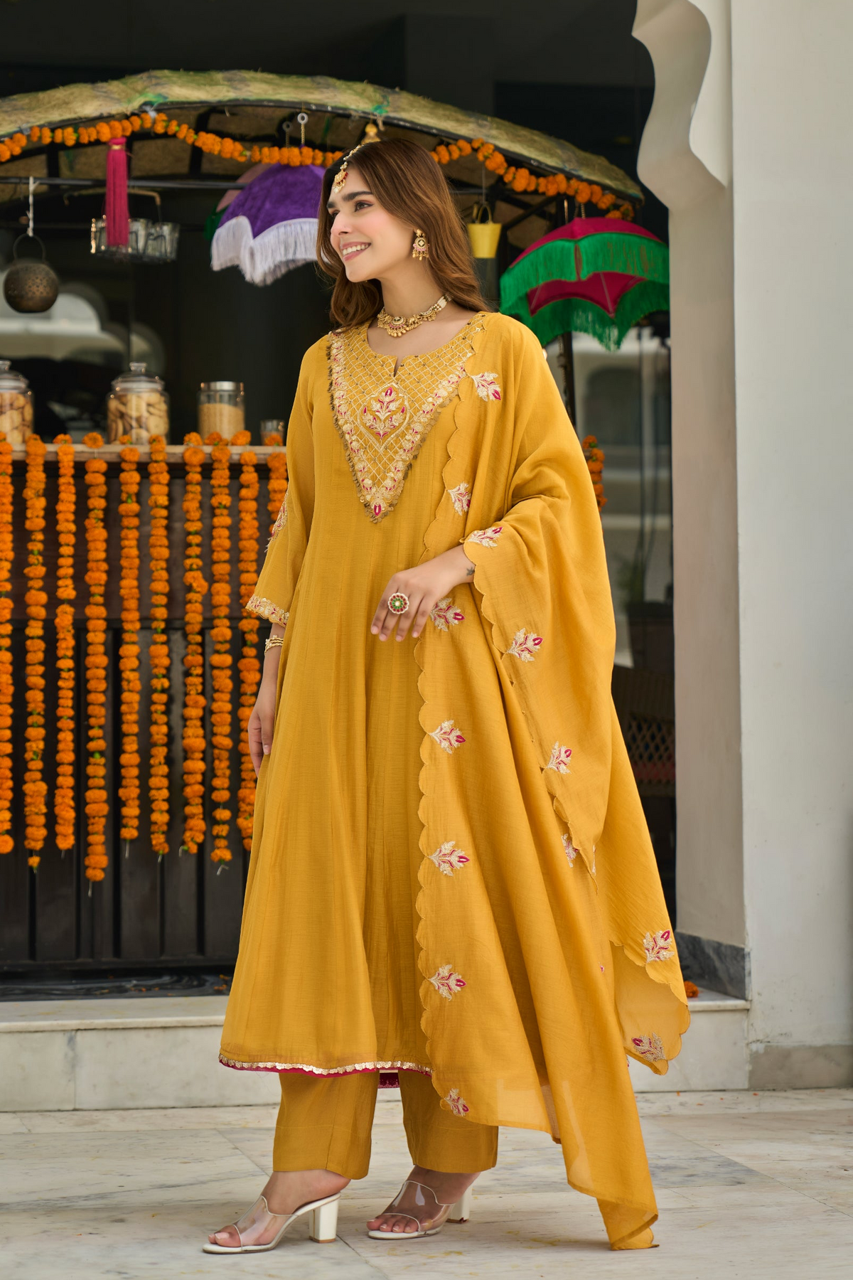 Mustard Golden Bloom Kurta Set