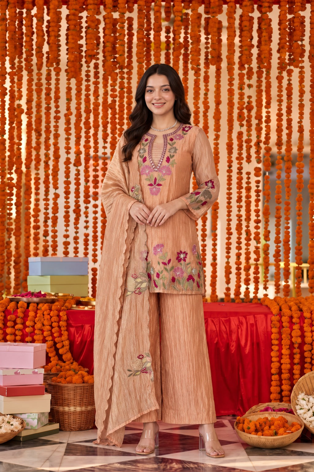 Peach Blossom Kurta Set