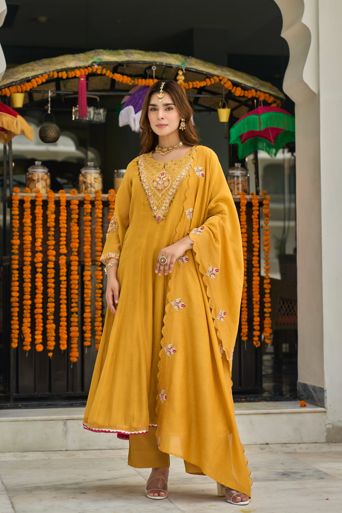 Mustard Golden Bloom Kurta Set
