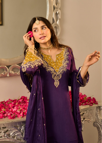 Royal Plum Embroidered Suit Set