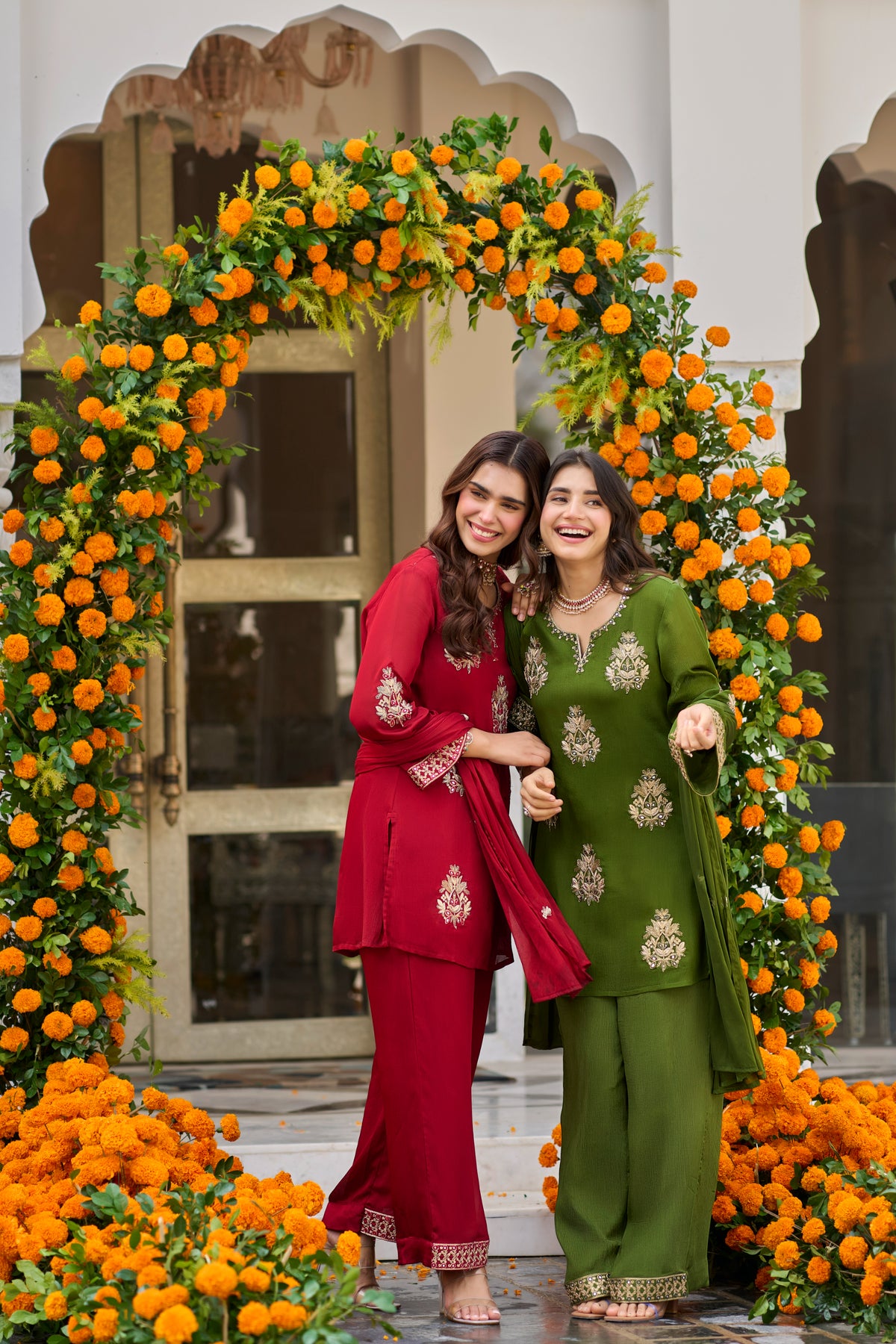 Olive Bloom Embroidered Kurta Set
