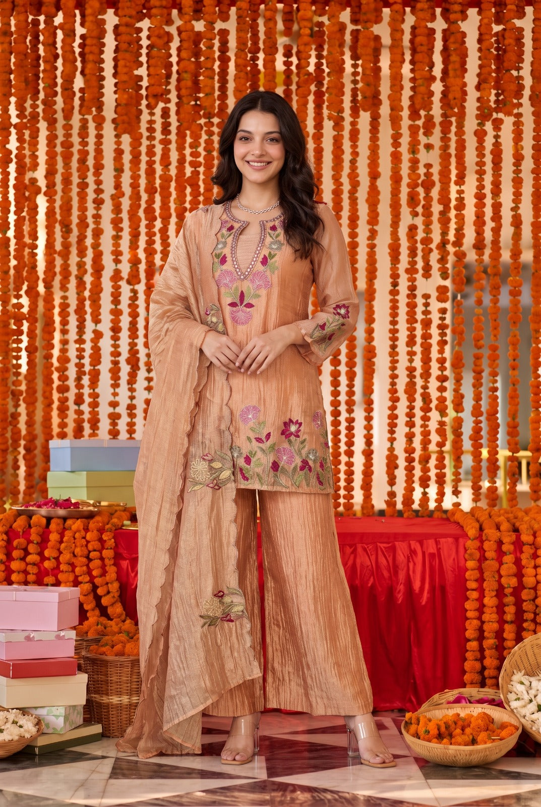 Peach Blossom Kurta Set