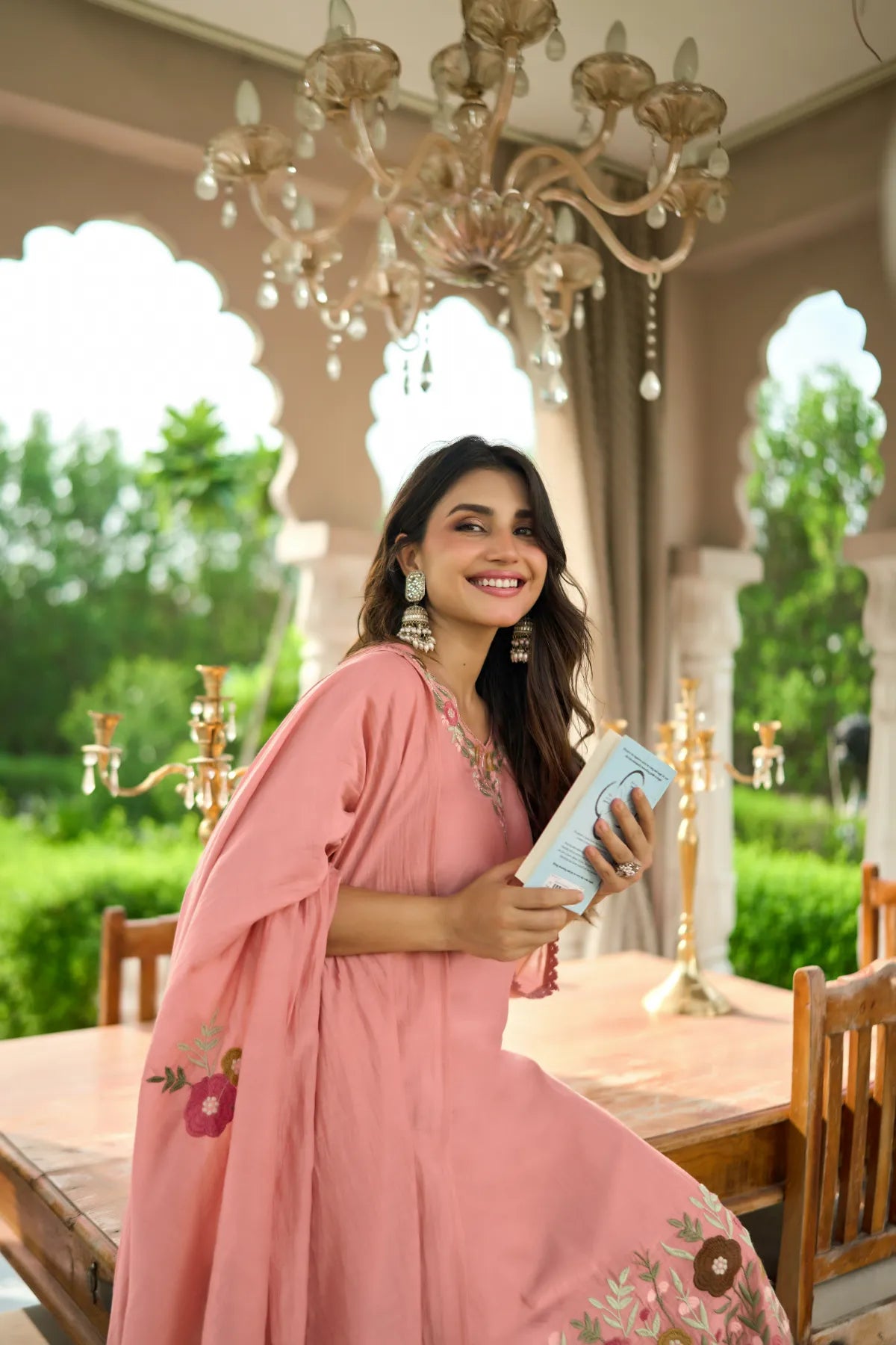 Pink Embroidered Suit Set