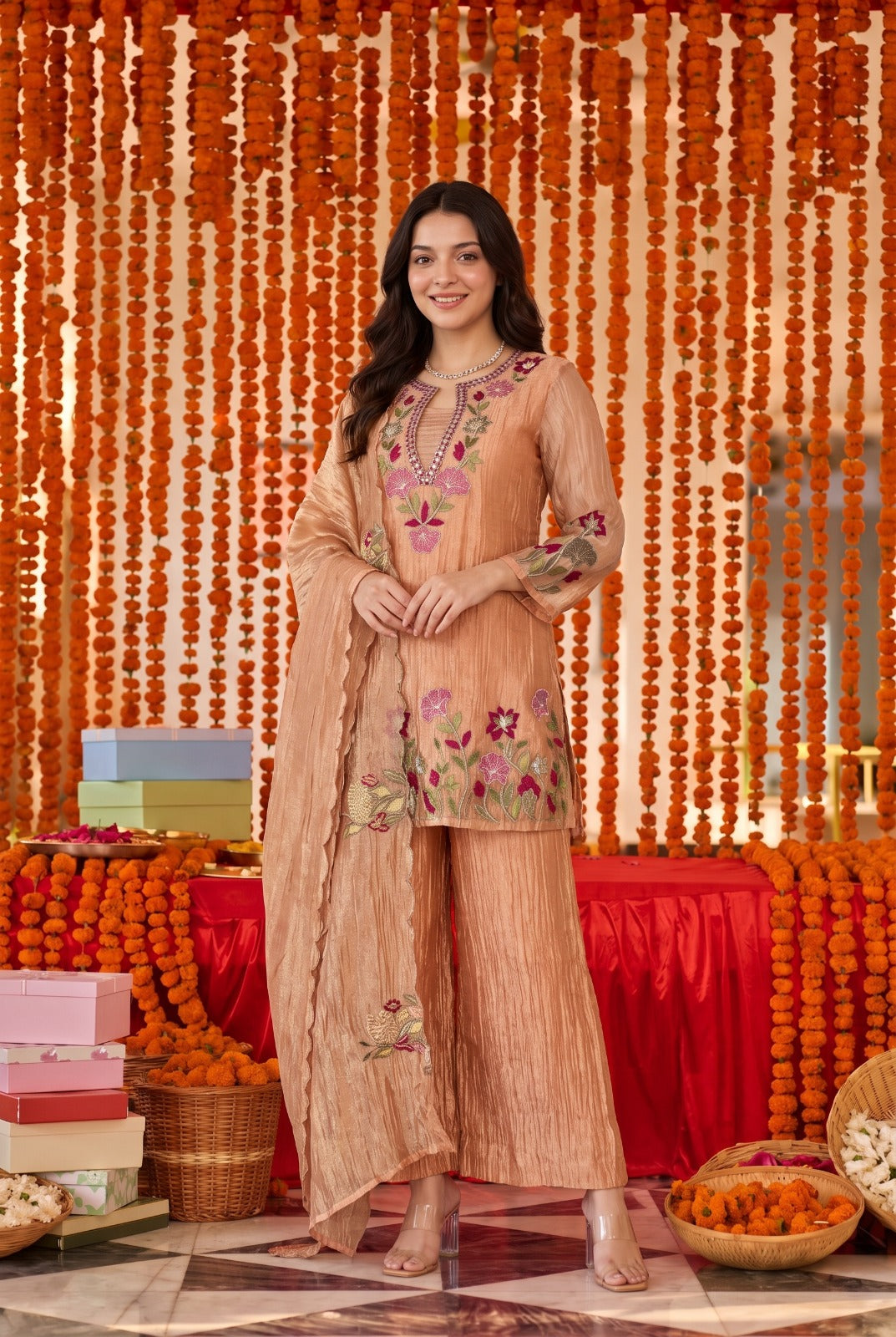 Peach Blossom Kurta Set