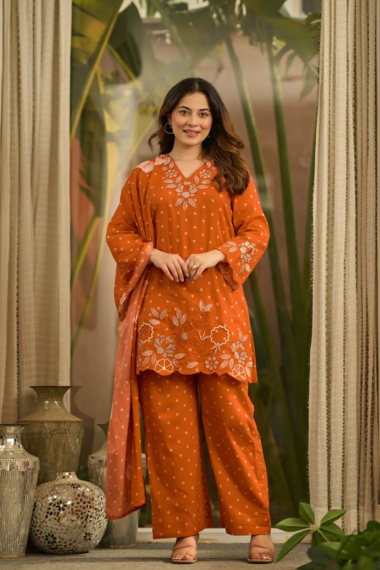 Rust Embroidered Suit Set