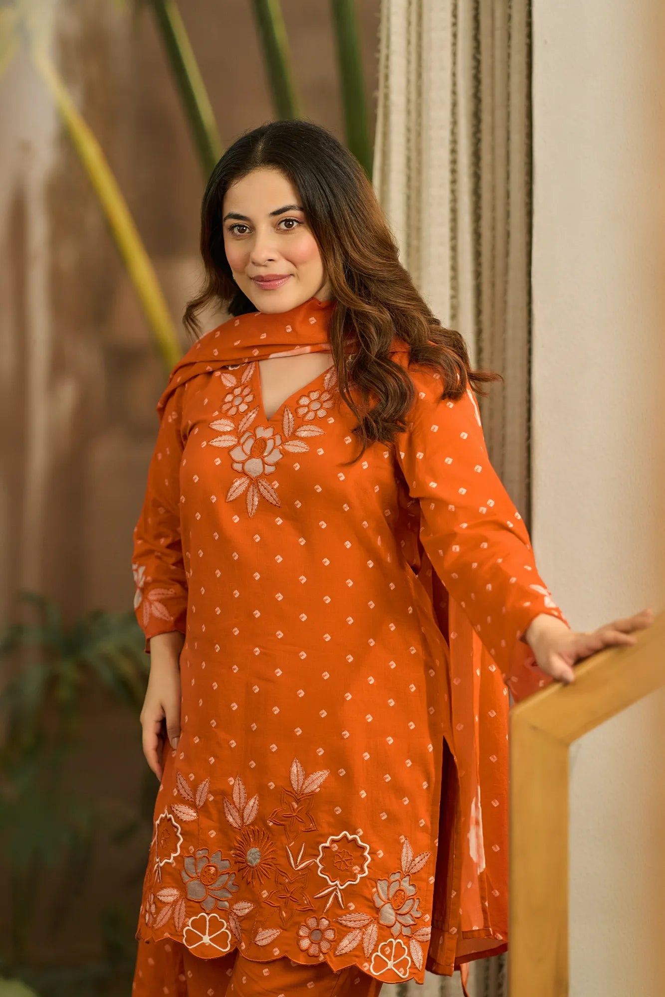 Rust Embroidered Suit Set