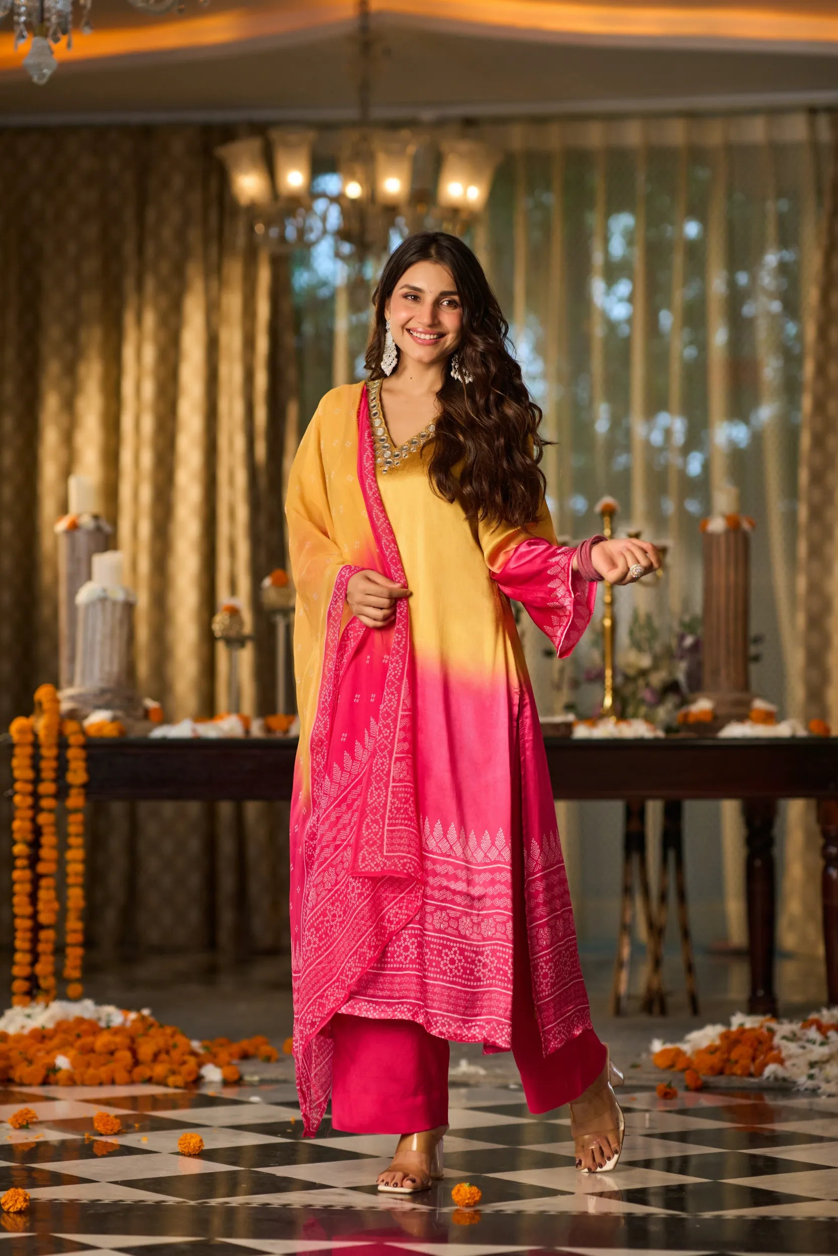 Gulabi Noor Ombre Suit Set
