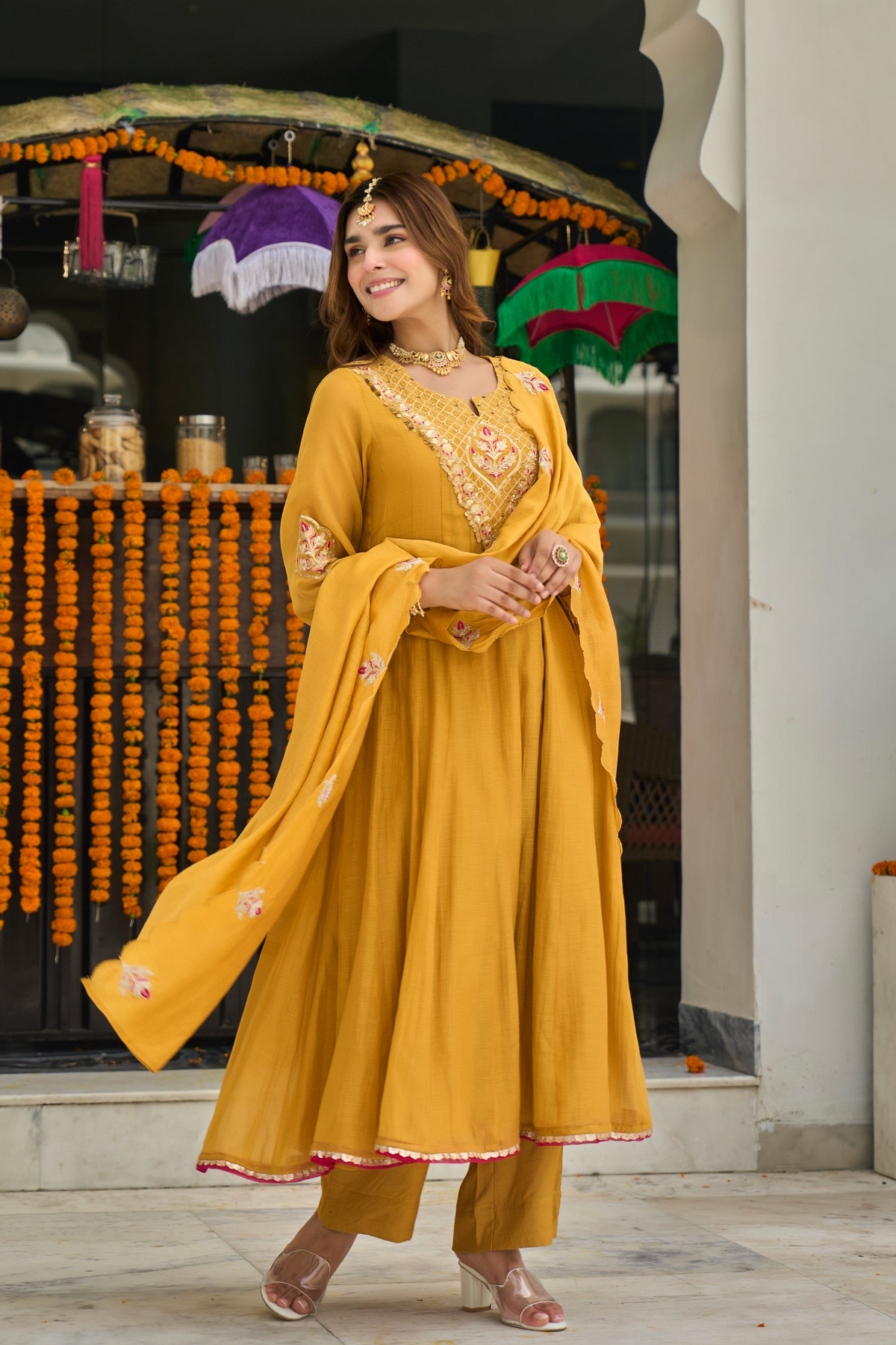 Mustard Golden Bloom Kurta Set