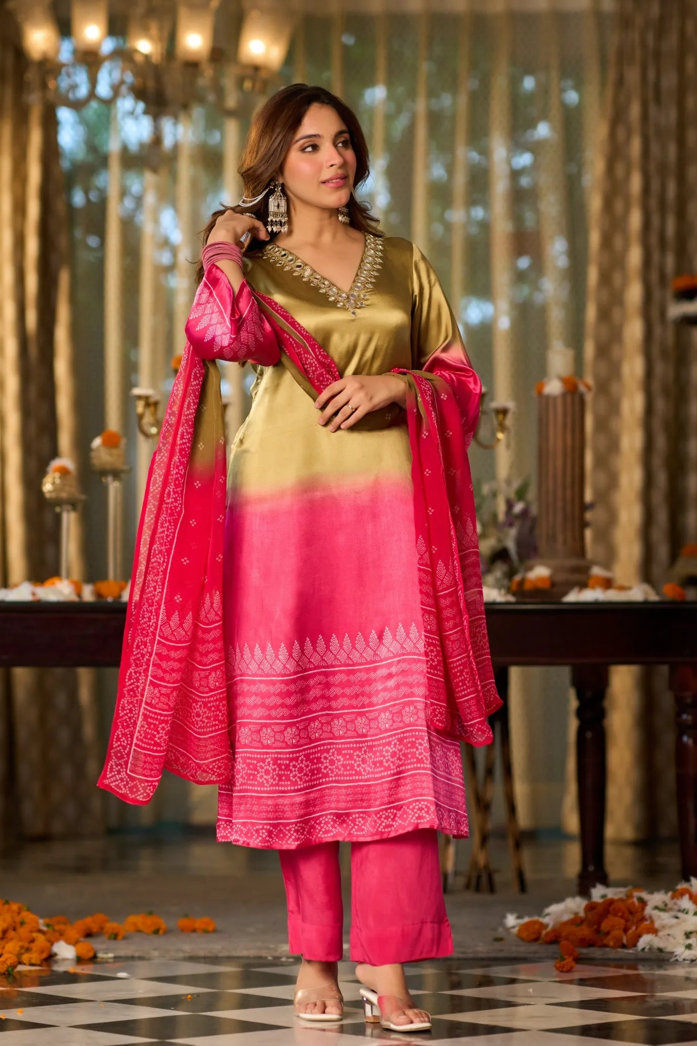 Golden Fuchsia Kurta Set